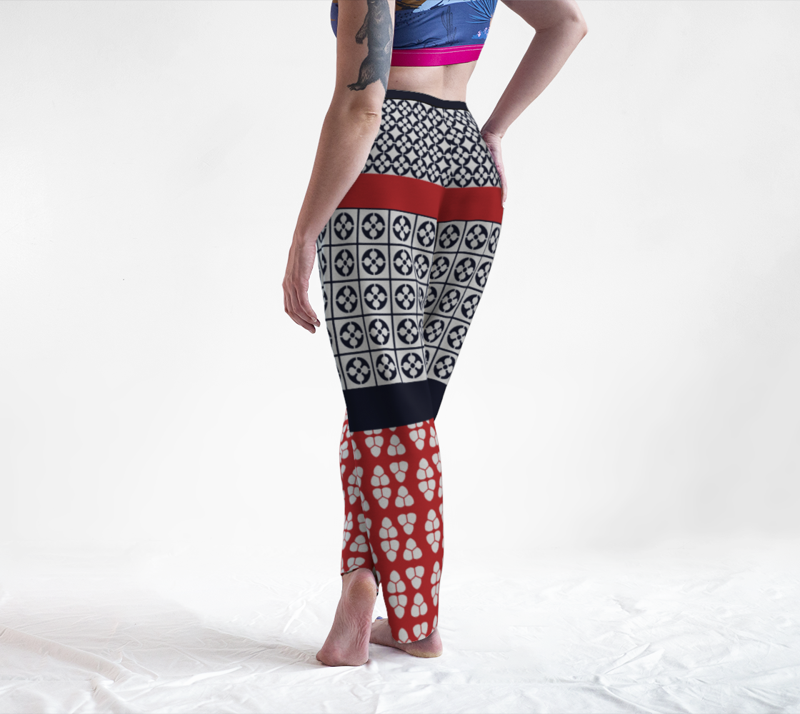 Japanese Style Ethnic Quilt Blue and Red Lounge Pants back