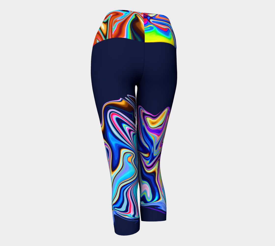 Marbled Abstract Graffiti Style Colorful Painting Yoga Capris back view