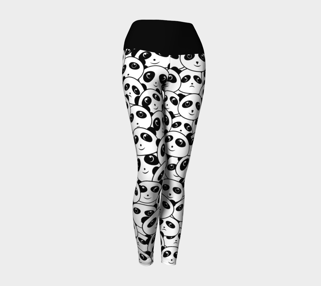 Panda Crowd Pandas Faces Cute Cartoon Pattern Yoga Leggings