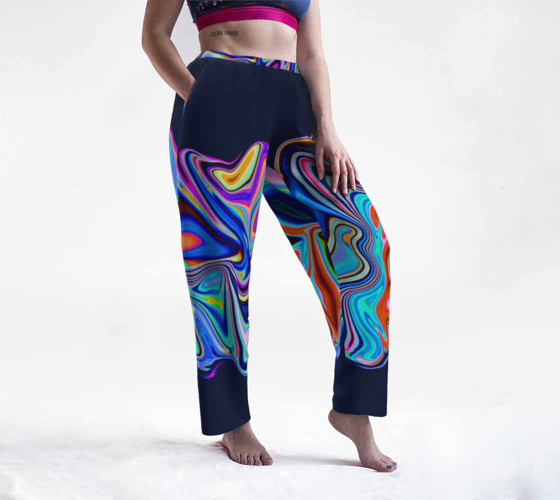 Marbled Abstract Graffiti Style Painting Lounge Pants front