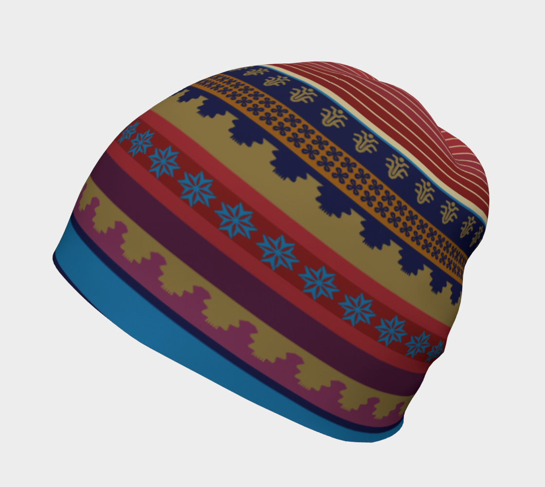 Ancient Persian Geometric Pattern  Beanie version 2 left side view