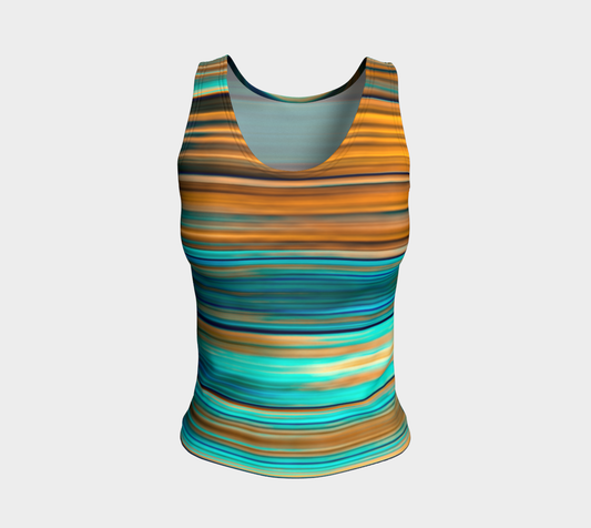 Silky Metal Ribbons Stripes Golden Turquoise Abstract Pattern