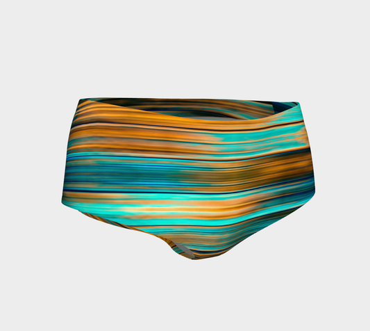 Silky Metal Ribbons Stripes Golden Turquoise Abstract Pattern