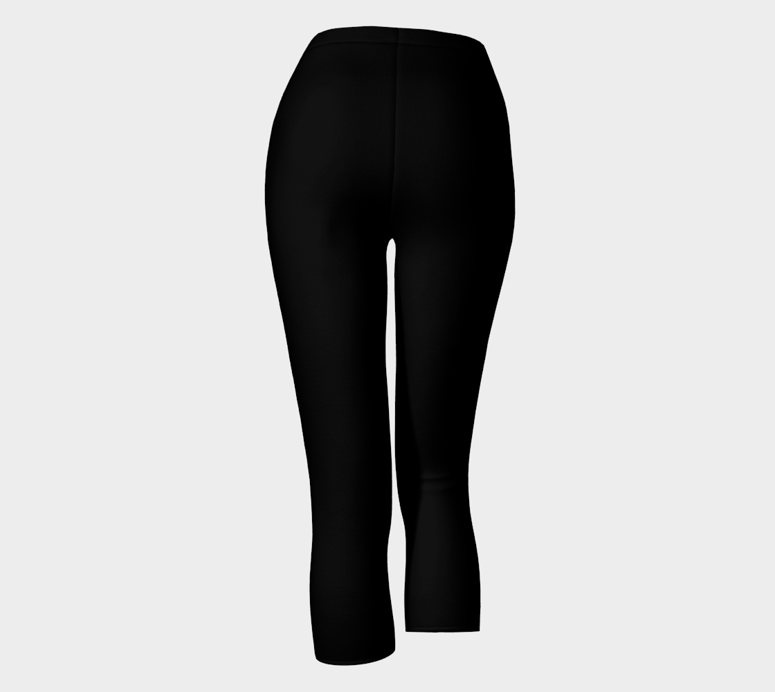 Black Solid Color Yoga Capris back view