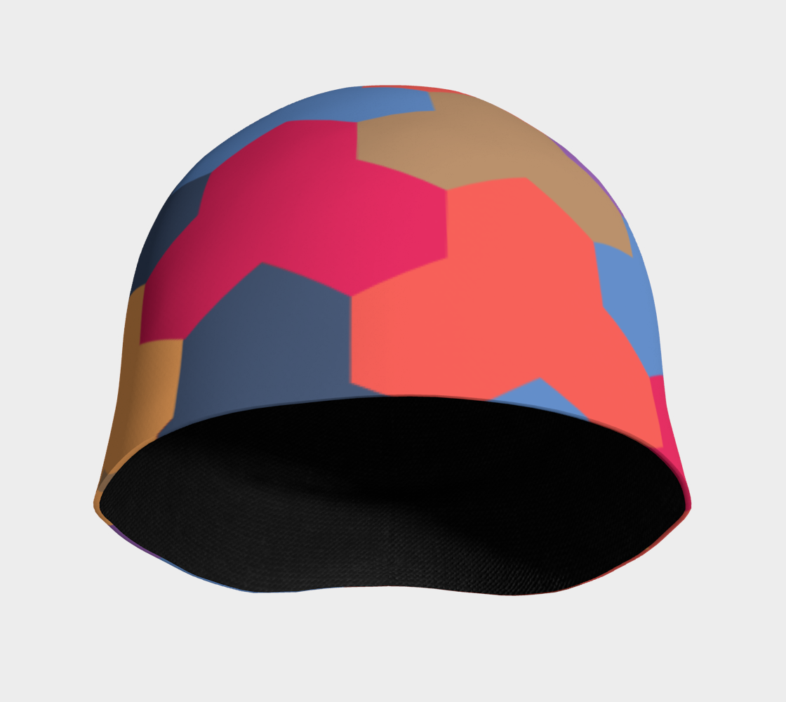 Japanese Style Colorful Mosaic Game Pattern Beanie font side view