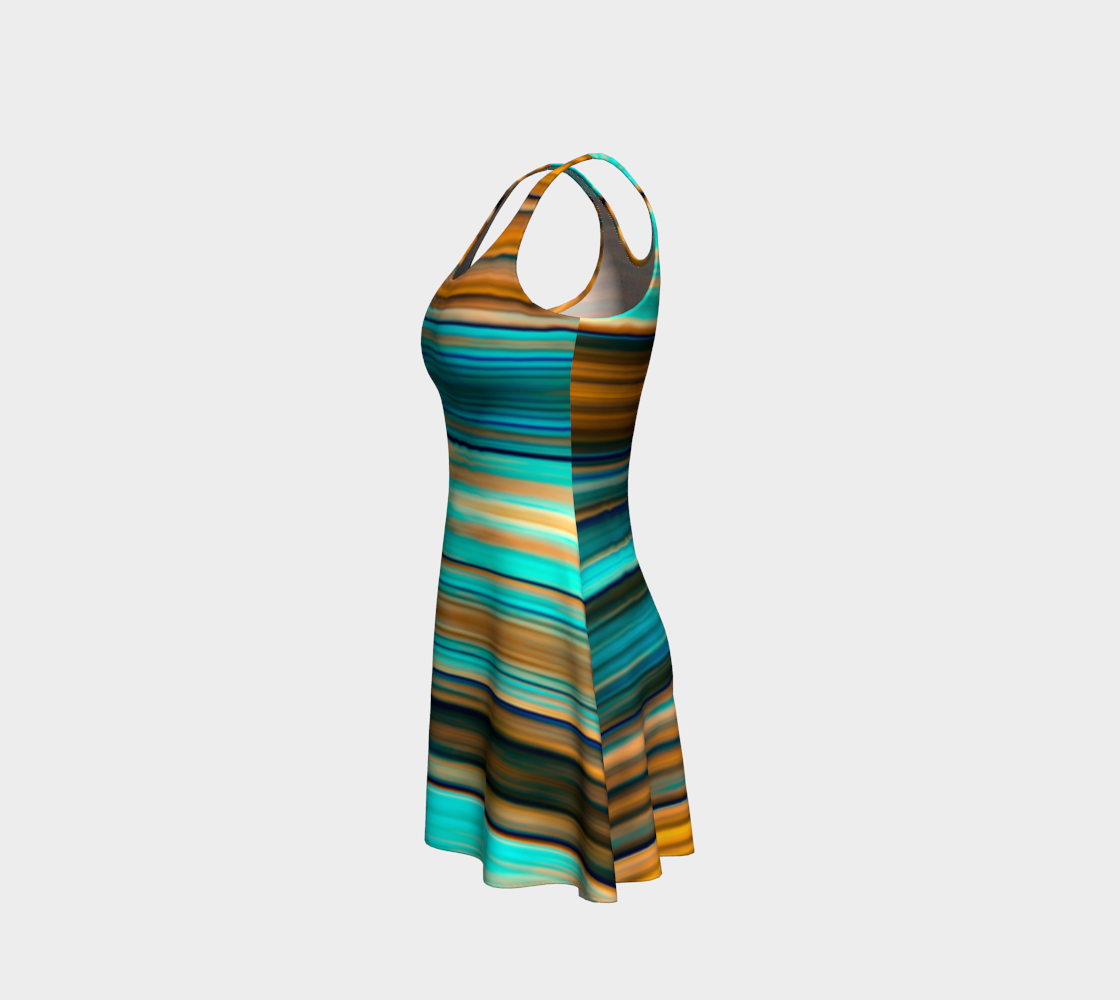 Silky Metal Ribbons Stripes Golden Turquoise Abstract Pattern