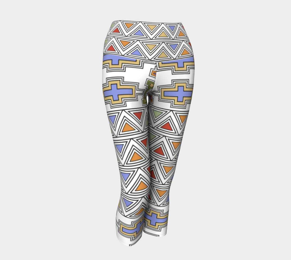 Ndebele Style African Tribal Art Pattern yoga capris