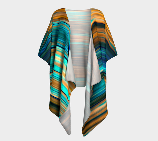 Silky Metal Ribbons Stripes Golden Turquoise Abstract Pattern