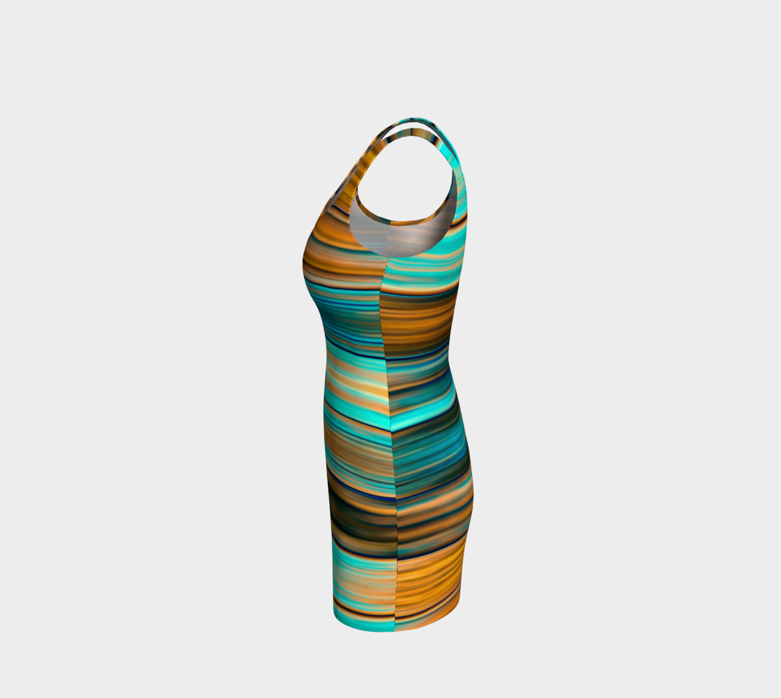 Silky Metal Ribbons Stripes Golden Turquoise Abstract Pattern