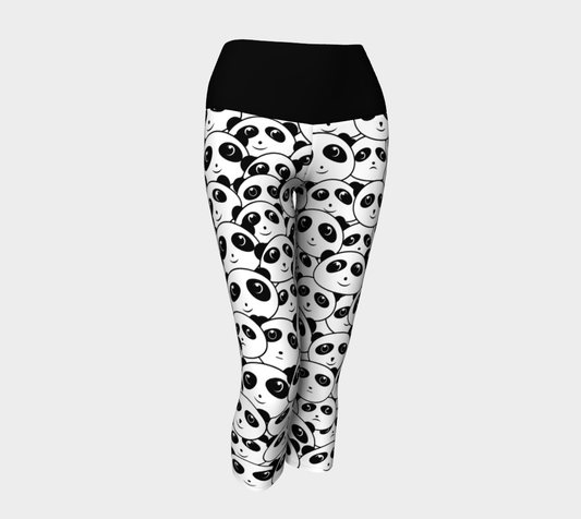 Panda Crowd Pandas Faces Cute Cartoon Pattern yoga capris