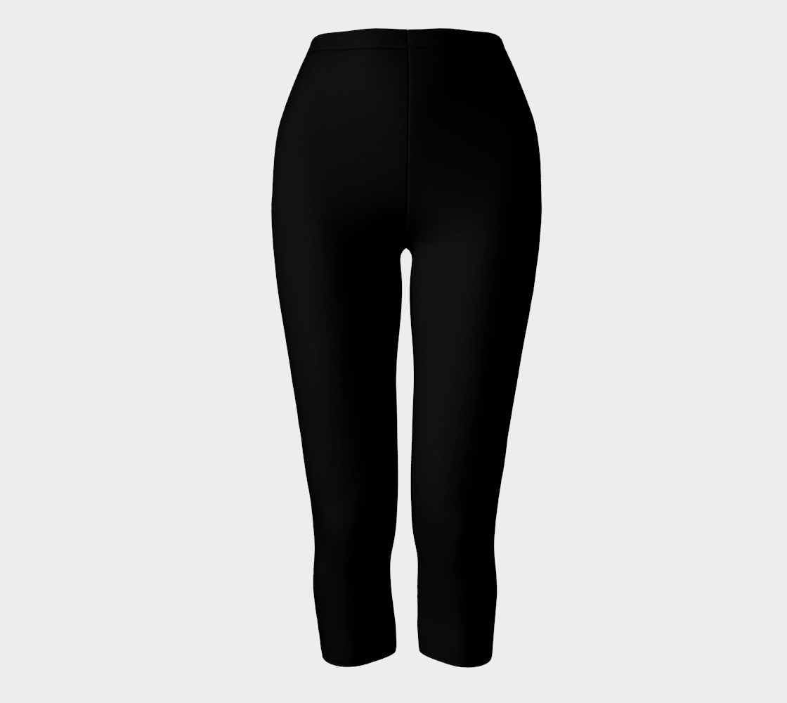 Black Solid Color Yoga Capris back