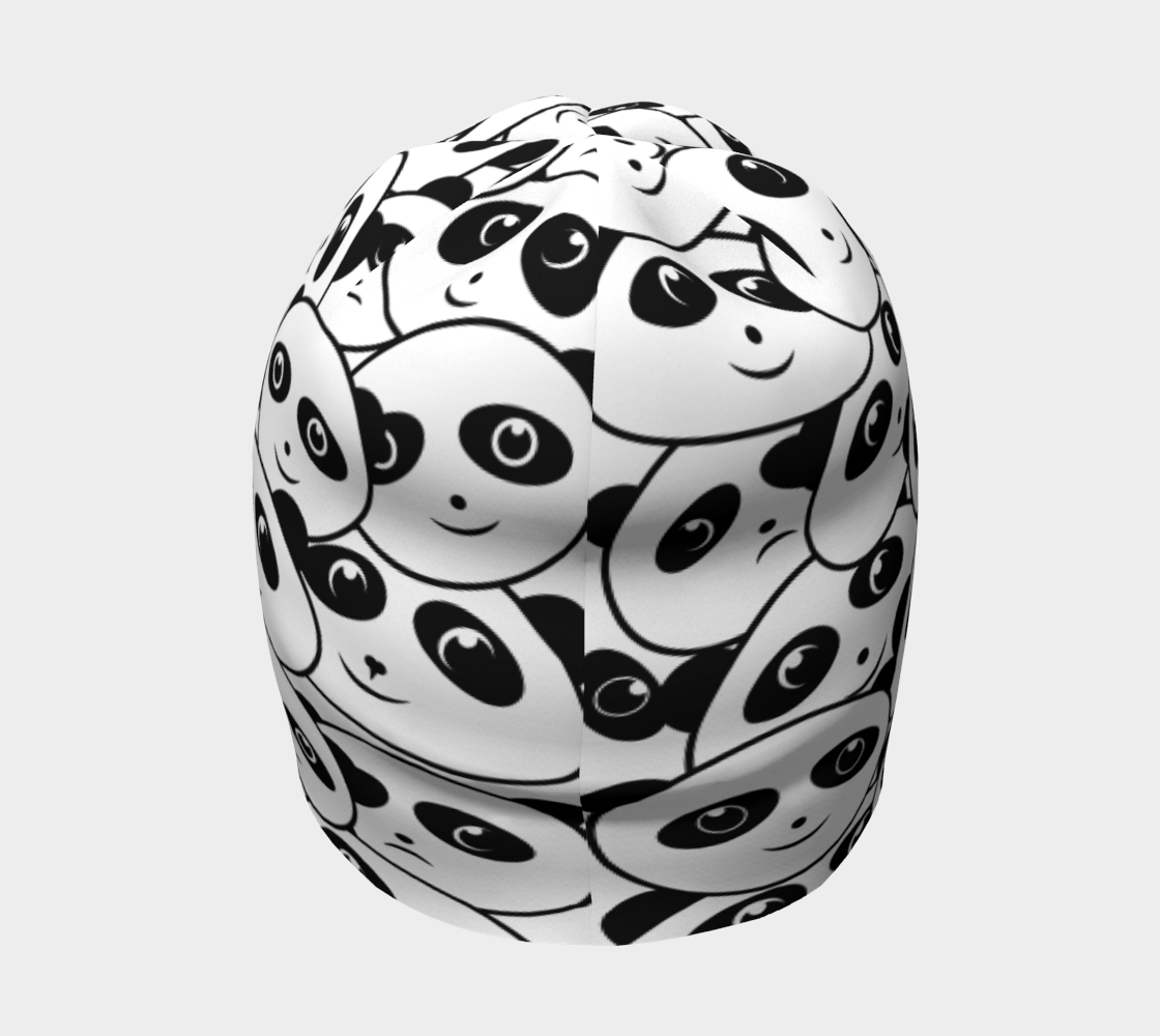 Panda Crowd Pandas Faces Cute Cartoon Pattern Beanie back side view