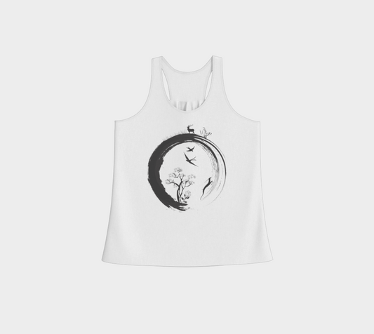 Enso Zen Circle Japanese Symbol Life Nature Tree Wildlife Racerback Tank Top front